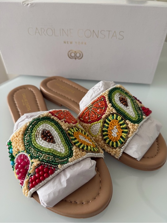 Caroline Constas Shoes - Caroline Constas Multicolor Beaded Slide Sandals